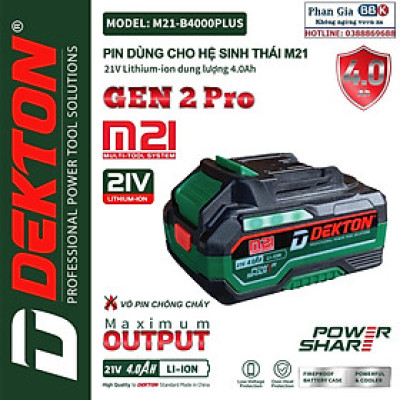 Pin Dekton M21-21V 4A PLUS (Pin chống cháy chống sốc)