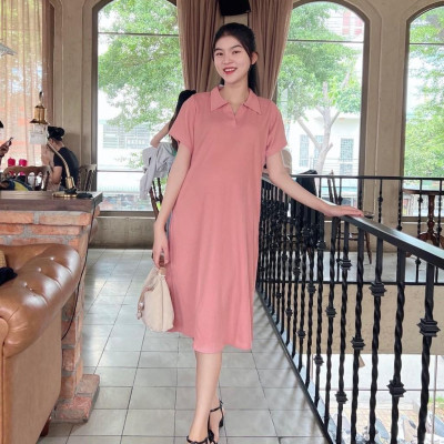 Đầm bầu Polo thun tăm dáng dài trẻ trung, năng động đi làm, đi chơi Nữ  Women