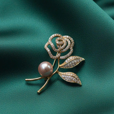 Trâm Cài Áo Vest, Áo Dài Đính Ngọc Trai Baroque Hình Hoa Trà thời trang thiết kế Hity ACC403