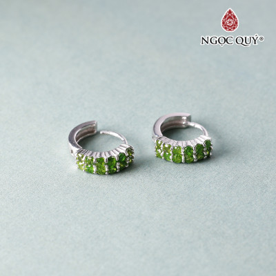 Bông tai bạc đính đá diopside mệnh hỏa mộc - Ngọc Quý Gemstones
