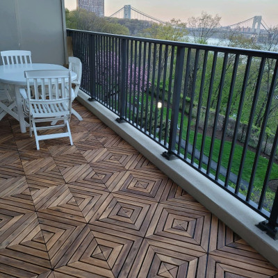 Sàn Gỗ Lót Ban Công Thương Hiệu ANKAN Màu Nâu Vàng Nan Hoa, Vỉ Gỗ Lót Sàn Dùng Để Lót Sân Vườn, Nhà Tắm, Phòng Spa, Có Phủ PU, Siêu Bền, Chống Thấm, Chống Trơn Trượt, Tiêu Chuẩn Xuất Khẩu (9 Vỉ) - Hàng Chính Hãng