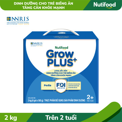Sữa Bột GrowPLUS+ Biếng Ăn (Xanh) cho trẻ tăng cân khoẻ mạnh 2+ Hộp giấy 2 KG