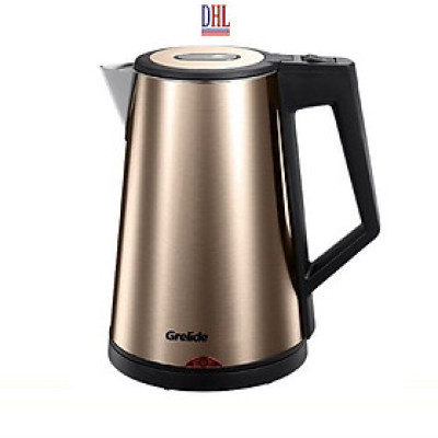 Ấm đun siêu tốc 2 lớp cách nhiệt Grelide D2017k ( 1.7L) hàng chính hãng- thân bình bằng thép không gỉ, lòng ruột đúc inox nguyên khối.