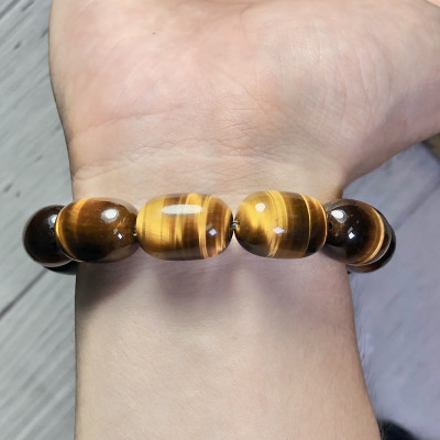 Vòng tay lu thống Thạch Anh Mắt Hổ vàng nâu chuẩn 5A cao cấp