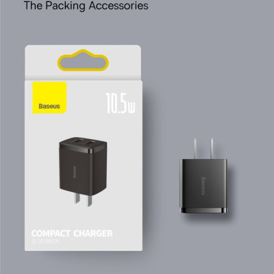 Củ sạc đa năng Baseus Compact Charger 10.5w 2 cổng USB A CCXJ - Hàng chính hãng