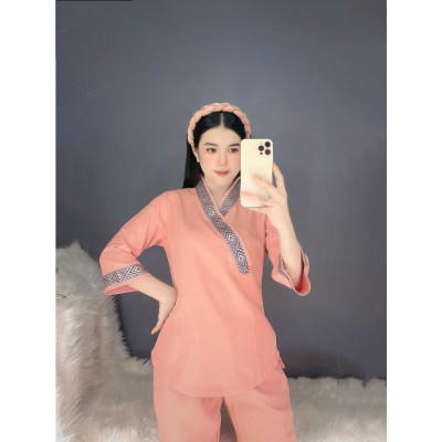 Đồ Lam Đi Chùa Nhật Viền Hàn Quốc