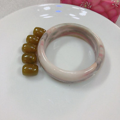 Vòng tay đá cẩm thạch ngọc màu thổ cẩm tự nhiên 100%cho tất cả các mệnh