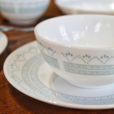 Chén thủy tinh Luminarc Diwali Geometric Blue 11.5cm kháng vỡ, cường lực, đựng thức ăn - V6535