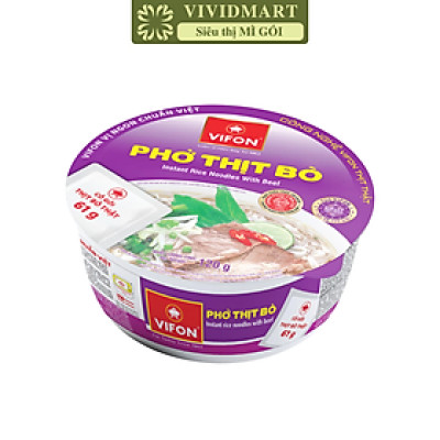 VIFON - Phở tô Vifon (có gói thịt thật) hương vị Thịt bò, Phở bò Vifon tô, Vifon phở bò tô Vifon (120g/tô)