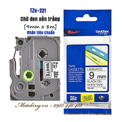 Nhãn In Tiêu Chuẩn TZE Brother Tze-221 Chữ đen trên nền trắng 9mm - Chính hãng