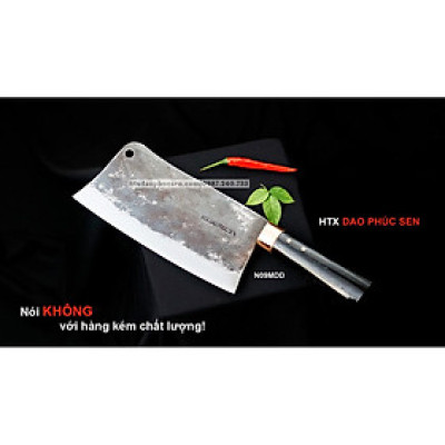 Dao Phúc Sen - Dao Chặt gà mới cán mun khâu đồng đỏ