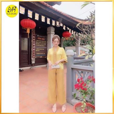 Bộ Đi Lễ Chùa - Đồ Lam Nữ Đi Chùa Đẹp Cao Cấp Trang Nhã Vải Gấm Lụa Cao Cấp 2021 Dành Cho Phật Tử - AL007