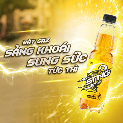 Thùng 24 Chai Nước Giải Khát Sting Vàng (330ml/chai)