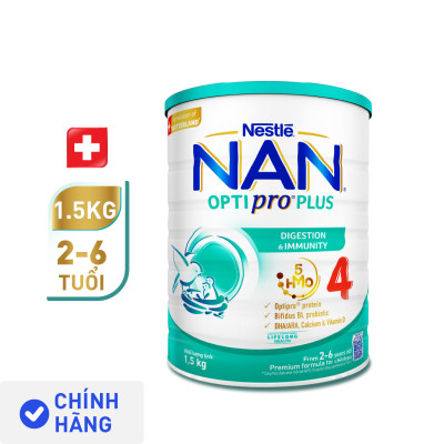 Sữa bột Nestlé NAN OPTIPRO PLUS 4 1500g/lon với 5HMO Giúp tiêu hóa tốt + Tăng cường đề kháng (2 - 6 tuổi) - Tặng Đồ chơi toán học cân bằng