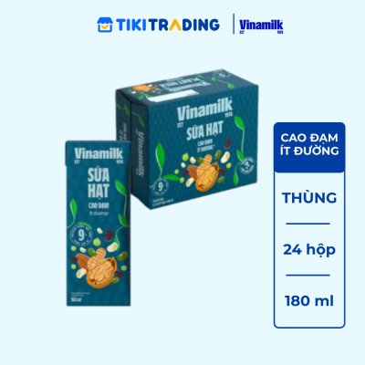 Thùng 24 hộp sữa hạt cao đạm Vinamilk ít đường 180ml