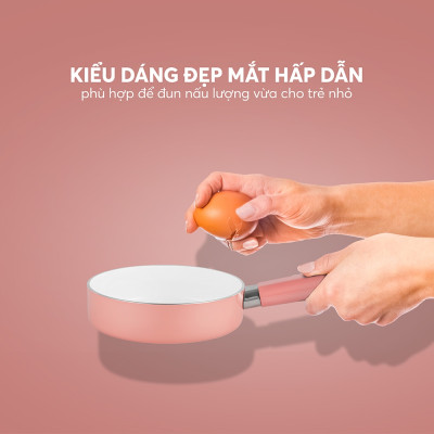 Chảo nhôm tráng sứ chống dính an toàn Elmich Baby EL-5935AP 16cm 18cm, Hàng chính hãng, đáy từ - JoyMall