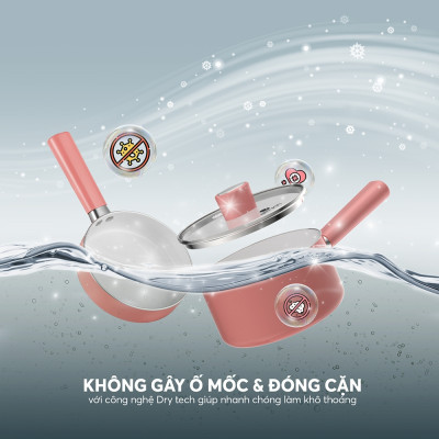 Chảo nhôm tráng sứ chống dính an toàn Elmich Baby EL-5935AP 16cm 18cm, Hàng chính hãng, đáy từ - JoyMall