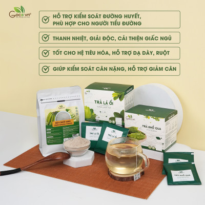 Combo Hỗ trợ đường huyết (1 hộp Trà khổ qua túi lọc 40g, 1 hộp Trà lá ổi túi lọc 40g, 1 túi Bột chuối xanh 300g)