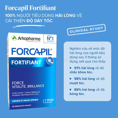 Viên uống Arkopharma Forcapil Fortifiant hỗ trợ tóc, móng chắc khỏe (60 viên) - Hàng chính hãng