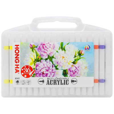 Hộp 36 Bút Lông Màu Acrylic 2 Đầu - Hồng Hà 8147