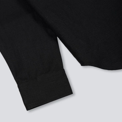 Sơ mi nam ngắn tay trơn cổ bẻ khóa cúc thanh lịch vải sợi tự nhiên Linen mềm mát