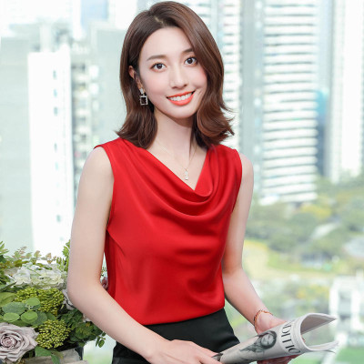 Áo lụa nữ cổ đổ phong cách công sở nữ tính chất lụa satin cao cấp, thoáng mát - AO0030