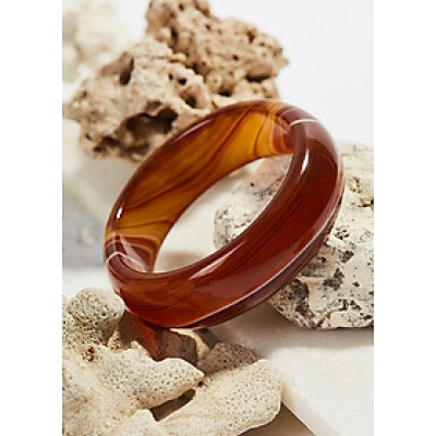 Vòng tay mã não vàng nâu bản hẹ dầy 20mm - Ngọc Qúy Gemstones