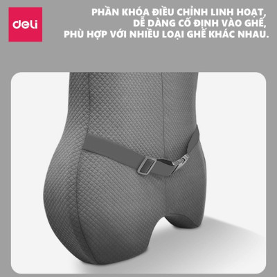 Combo Bộ gối tựa lưng và đệm lót ghế văn phòng DELI, giảm đau mỏi chống gù lưng, hỗ trợ phòng chống đau xương cụt, trĩ