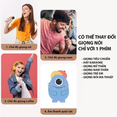 Loa Bluetooth Karaoke - Loa xách tay mini chất liệu nhựa cao cấp, công suất 6W và micro không dây - Hàng nhập khẩu