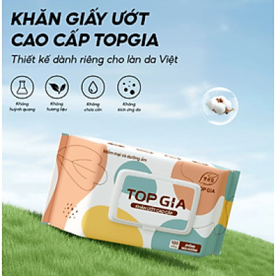 Thùng 10 gói khăn ướt Topgia siêu hot 100 tờ an toàn cho mọi loại da