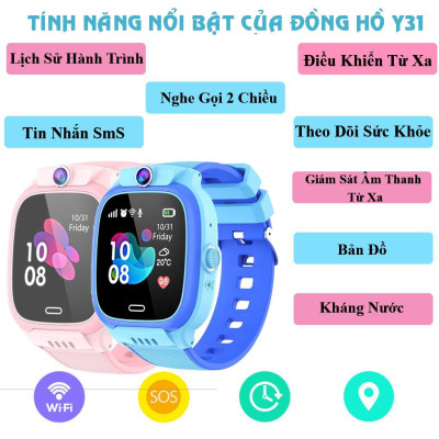 Đồng Hồ Thông Minh cho Trẻ em 6 đến 11 tuổi Lắp Sim Độc lập nghe gọi 2 chiều AMA Watch Y31 Hàng nhập khẩu 