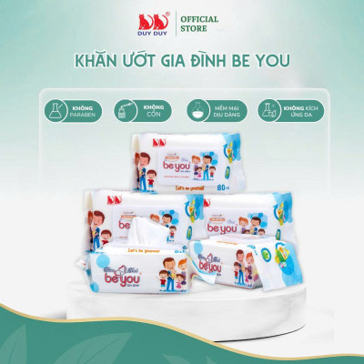 Combo 10 Gói  Khăn ướt đa năng Be You vải không dệt rayon loại 1 80 miếng (13.5x20cm) không hóa chất