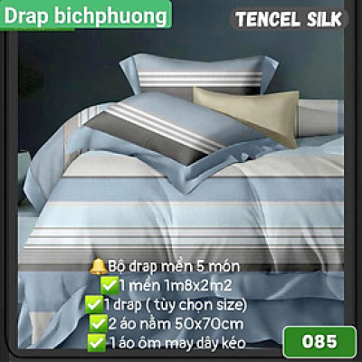 Bộ Drap gối CÓ MỀN Tencel vải nhập Hàn Quốc ,đỉnh cao mát mềm mại { drap mền và 3 áo gối} 
