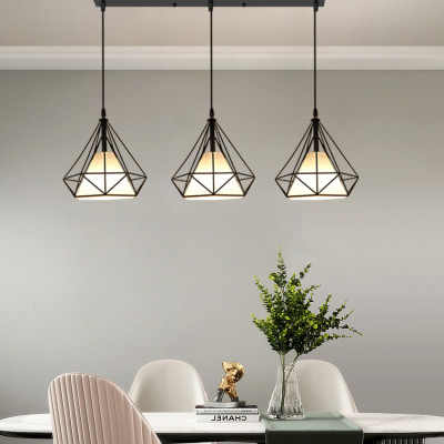 Bộ 3 đèn thả treo trần KIM CƯƠNG độc đáo - kèm bóng LED và đế ốp trần