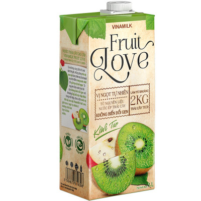 Thùng 12 hộp nước trái cây cao cấp Fruit Love VINAMILK Kiwi Táo (1L / Hộp)