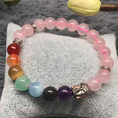 Vòng Tay Đá Thạch Anh Hồng Mix 7 Chakras Ngọc Quý Gemstones TA014