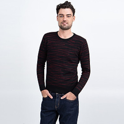 Áo len nam dài tay cổ tròn màu đen NOVELTY 180581T