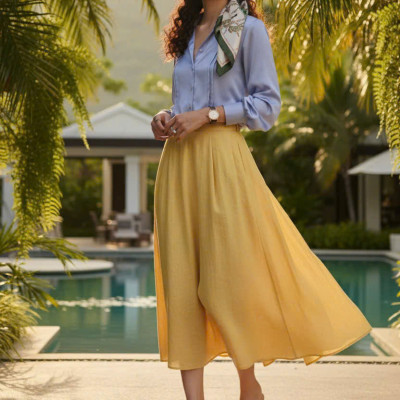 Áo Sơ Mi Lụa Thanh Lâm, Áo Sơ Mi Dài Tay Phong Cách Công Sở Thời trang thiết kế Hity Top173