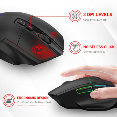 Chuột led gaming không dây X11 -  Bluetooth + Usb Wireless 2.4G - Pin sạc cổng typeC - Chống ồn - chống mỏi cổ tay - Hàng nhập khẩu