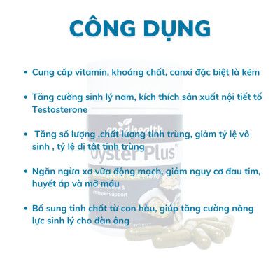 Goodhealth Oyster Plus Tinh Chất Hàu 60 Viên - Tăng Cường Sinh Lý - Cải Thiện Chất Lượng Tinh Trùng - Hàng Chính Hãng New Zealand