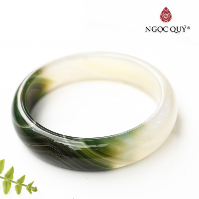Vòng tay đá mã não trắng xanh mệnh mộc hỏa - Ngọc Qúy