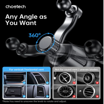 Giá đỡ sạc không dây trên ô tô Choetech T231 công suất 15w chuẩn Qi2 xoay 360 độ có tản nhiệt (Hàng chính hãng)