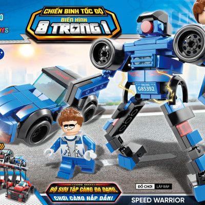 Bộ 8 Đồ Chơi Lắp Ráp Chiến Binh Tốc Độ Biến Hình 8 Trong 1 - Speed Warrior - Toys&Joys 8539 (886 Mảnh Ghép)