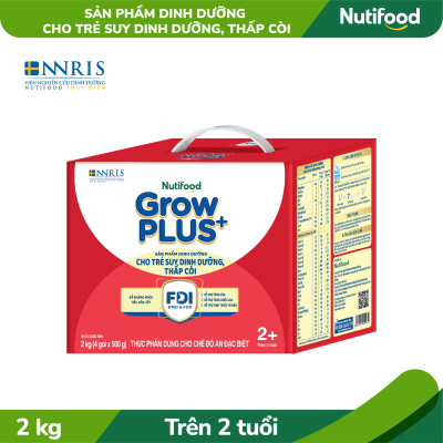 Sữa bột Nutifood GrowPLUS+ Suy Dinh Dưỡng (Đỏ) 2+ Hộp Giấy 2 KG