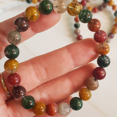 Vòng tay phong thuỷ may mắn đá Thạch anh Ưu linh đa sắc Size hạt 8mm đá Ưu linh đẹp sang trọng của đá thạch anh tự nhiên đa sắc giúp xua tan mệt mỏi, đem đến năng lượng tích cực may mắn tài lộc cho gia chủ ,tăng sự quyến rũ sang trọng cho phái đẹp ạ