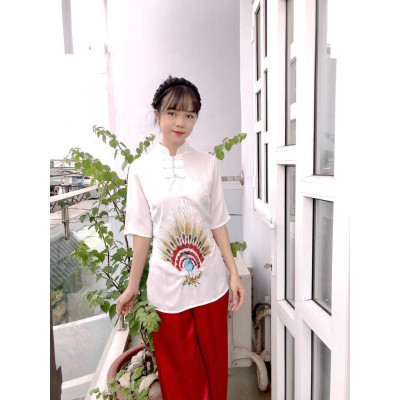 ĐỒ LAM ĐI CHÙA  Mẫu Chim Công Thêu Cao Cấp