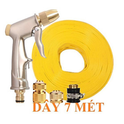 Bộ dây vòi xịt nước rửa xe, tưới cây . tăng áp 3 lần, loại 7m, 10m 206701-1 đầu đồng, cút đồng, + tặng mở chai
