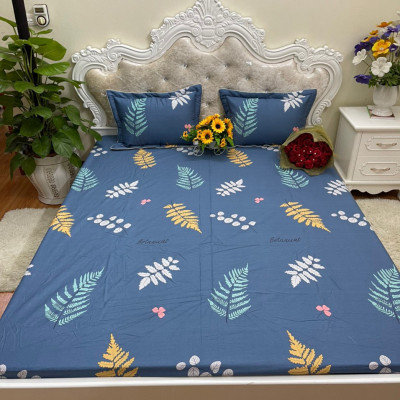 Ga giường chun cotton 100% bọc đệm tặng kèm 2 vỏ gối đầu