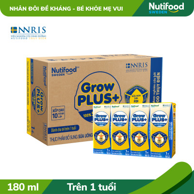 Thùng sữa bột pha sẵn Nutifood GrowPLUS+ Sữa Non Tăng Đề Kháng 1+ (48 hộp x 180ml)