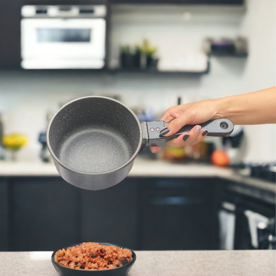 Quánh Đá Đáy Từ Bennix Terra, Nồi Đá Từ Cán Dài Chống Dính Size 16cm- Hàng Chính Hãng